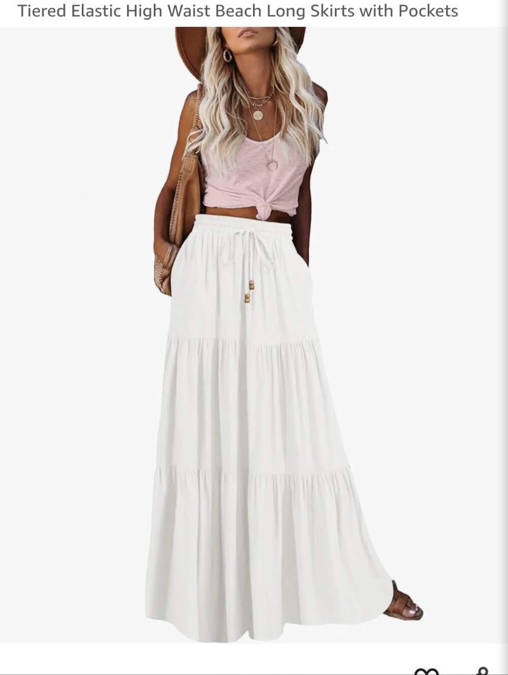 Black longTiered Elastic High-Waist Maxi Skirt Summer Boho size L